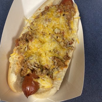 Divine Dogs - a hot dog with cheese and mustard - Food Stands Near Me - Spring, Texas