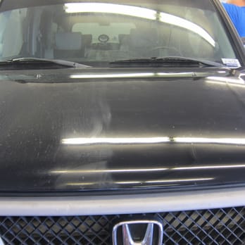 Ceramic Pro - Honda Element 2004, half of hood completed wash/clay/polish/wax. - Auto Detailing Near Me - San Diego, California