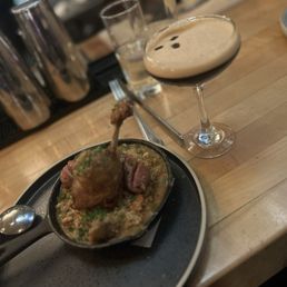 Duck Confit and an espresso martini.