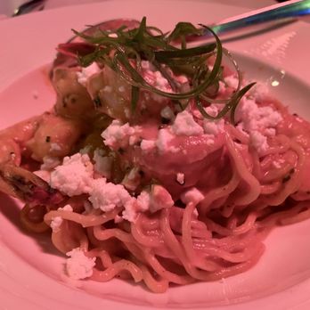 Nerai - Shrimp Santorini Spaghettoni creamy tomato bisque & large tiger shrimp with crumbled feta $32 - Greek Near Me - New York, New York Nerai - Shrimp Santorini Spaghettoni creamy tomato bisque & large tiger shrimp with crumbled feta $32 - Greek Near Me - New York, New York