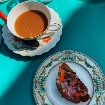 Fog Eater Cafe - Special rhubarb bun (like a cinnamon roll) and bottomless local coffee. - Southern Near Me - Mendocino, California Fog Eater Cafe - Special rhubarb bun (like a cinnamon roll) and bottomless local coffee. - Southern Near Me - Mendocino, California