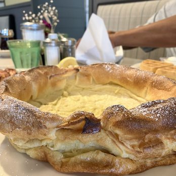 The Original Pancake House - Side view of Dutch baby. - Pancakes Near Me - La Grange, Illinois The Original Pancake House - Side view of Dutch baby. - Pancakes Near Me - La Grange, Illinois