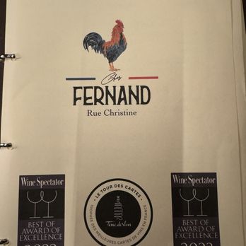 Chez Fernand - Wine menu cover - French Near Me - Paris, 75 Chez Fernand - Wine menu cover - French Near Me - Paris, 75