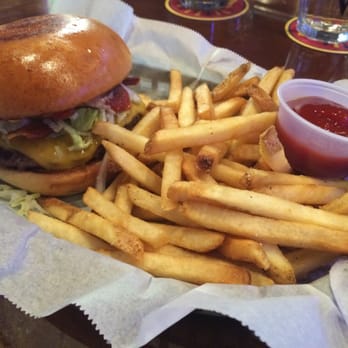 TopSpin - Juicy Kobe burger with freshly cooked bacon and melted  cheese - Sports Bars Near Me - Cedar Park, Texas