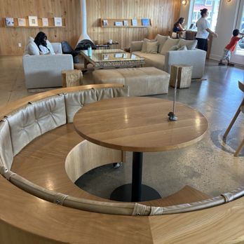 Shore Coffee Roasters - Tables look cool but seating was not comfy, no power outlets, and round tables aren't the greatest for actually getting work done - Bakeries Near Me - Southern Shores, North Carolina Shore Coffee Roasters - Tables look cool but seating was not comfy, no power outlets, and round tables aren't the greatest for actually getting work done - Bakeries Near Me - Southern Shores, North Carolina