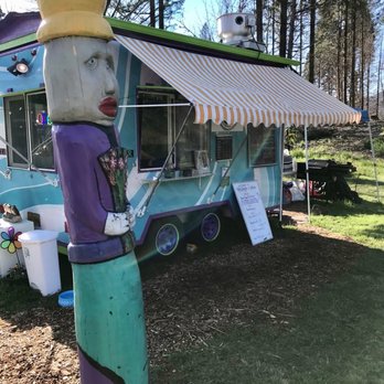 Indigo Cafe - Front of the cute colorful food cart - Asian Fusion Near Me - Vida, Oregon