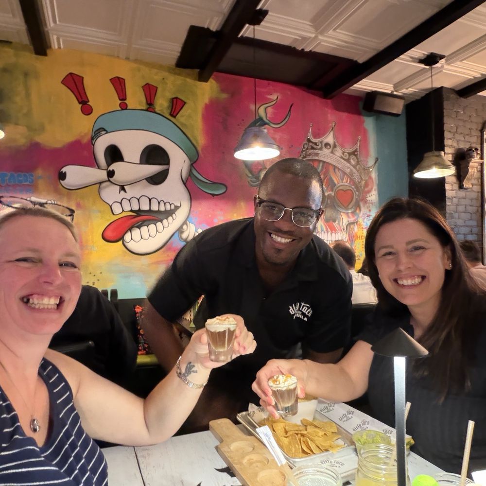 Dirty Taco + Tequila Bayside - Alida and I with the awesome manager enjoying some Dirty Shots (delicious!) - Tacos Near Me - Bayside, New York