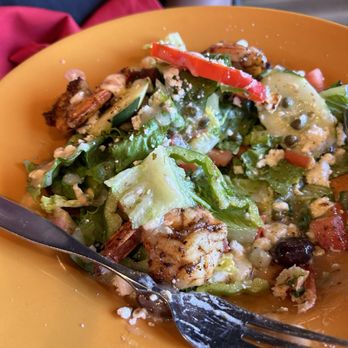 The Gumbo Diner - Greek salad with blackened shrimp - Seafood Near Me - Galveston, Texas