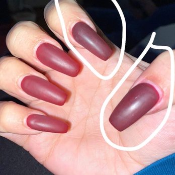 Vanity Nails Lounge - These two nails circled are replaced nails and again different color - Nail Salons Near Me - San Antonio, Texas