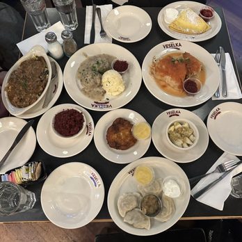 Veselka - The spread - IG @bougiefoodieboi - Ukrainian Near Me - New York, New York Veselka - The spread - IG @bougiefoodieboi - Ukrainian Near Me - New York, New York