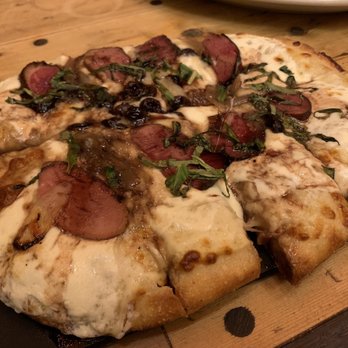 Pastabilities - Pasta's Duck Bacon Flatbread Pizza 8/10 - Taste was good, but the bottom was a bit soggy. - Italian Near Me - Syracuse, New York