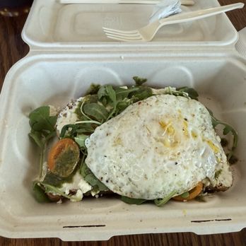 Morning Joint - #1 toast with whipped feta & egg , and pesto. Soooo delicious - Coffee & Tea Near Me - Cudjoe Key, Florida