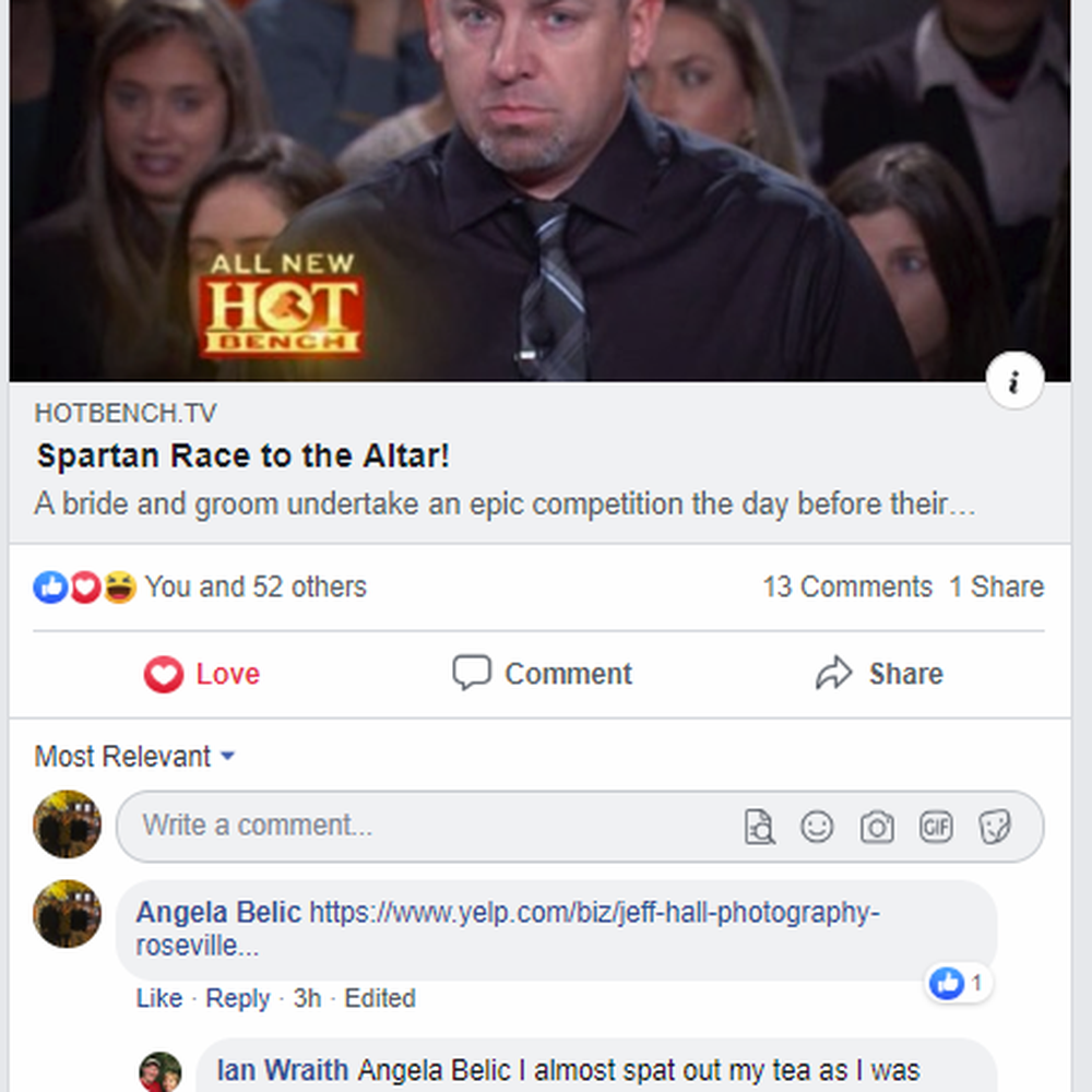 Snapshot of the Hot Bench facebook page where our court case was shared.