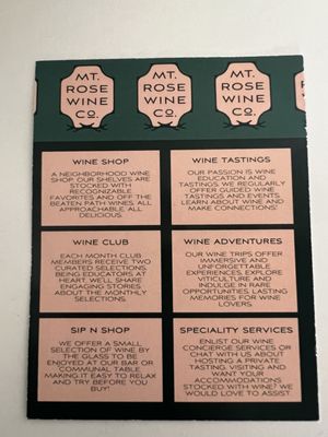 Menu photo 8 Mt Rose Wine Reno, NV