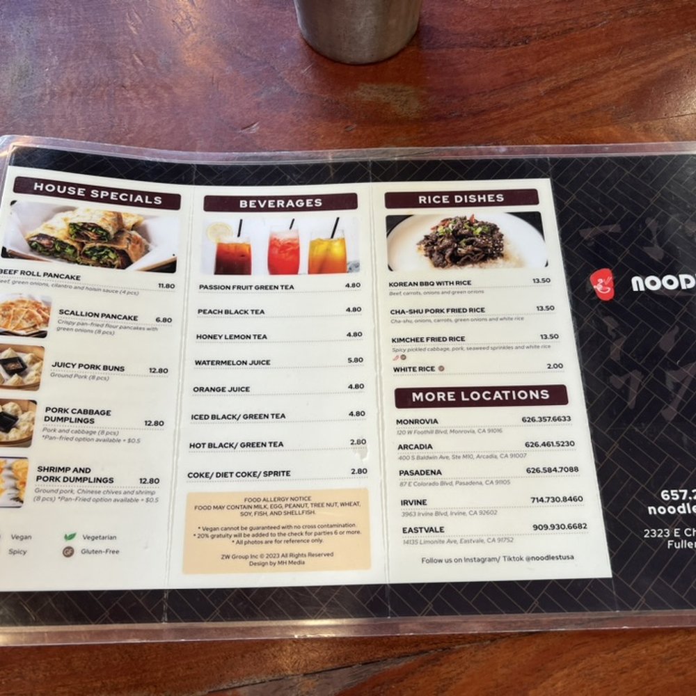 Noodle St - 4/8/2024 Menu - Noodles Near Me - Fullerton, California Noodle St - 4/8/2024 Menu - Noodles Near Me - Fullerton, California