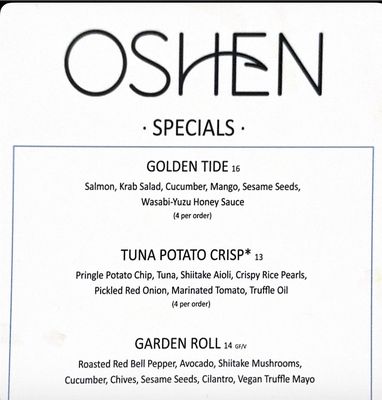 Menu photo 3 Oshen Charlotte, NC