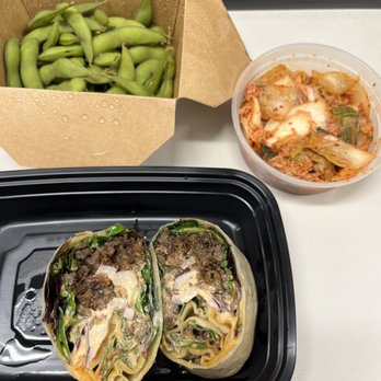 Bonchon Costa Mesa - Bonchon wrap with bulgogi, side of edamame and side of kimchi - Chicken Wings Near Me - Costa Mesa, California Bonchon Costa Mesa - Bonchon wrap with bulgogi, side of edamame and side of kimchi - Chicken Wings Near Me - Costa Mesa, California