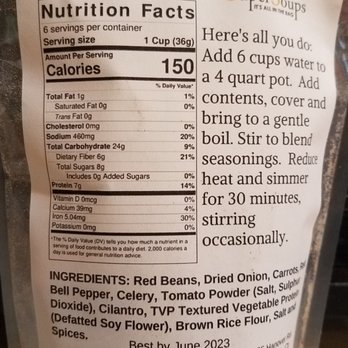 Super Soups - the nutritional label of a bag of soup - Specialty Food Near Me Super Soups - the nutritional label of a bag of soup - Specialty Food Near Me