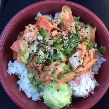 Wow Bento - Poke bowl with white rice, tuna, albacore, crab, avocado, green and white onions, tossed in medium heat! - Japanese Near Me - Irvine, California Wow Bento - Poke bowl with white rice, tuna, albacore, crab, avocado, green and white onions, tossed in medium heat! - Japanese Near Me - Irvine, California
