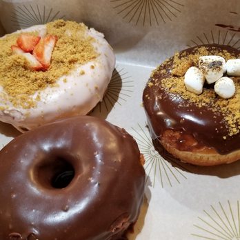 The Goods - Strawberry Cheesecake, S'mores, and Chocolate Donuts. - Donuts Near Me - Carlsbad, California The Goods - Strawberry Cheesecake, S'mores, and Chocolate Donuts. - Donuts Near Me - Carlsbad, California