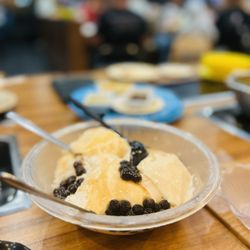 Aunty’s Hotpot House - Complimentary Shaved Ice Dessert - so yummy! Taste just like brown sugar milk tea with boba