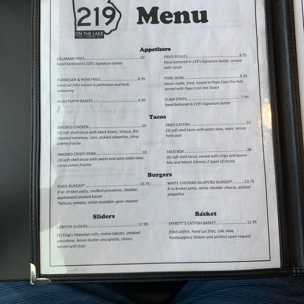 219 On The Lake - Menu #1 - American Near Me - Fortson, Georgia 219 On The Lake - Menu #1 - American Near Me - Fortson, Georgia
