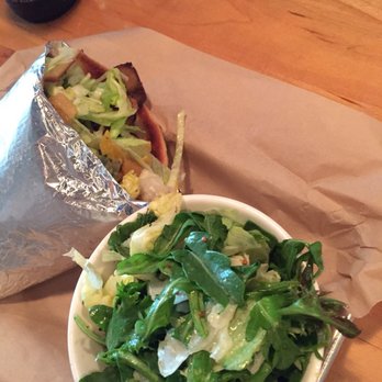 Hand And Foot - Al pastor gyro sandwich with pork/lamb schwarma and pineapple slaw. Delicious! And a side salad. - Bars Near Me - Corning, New York