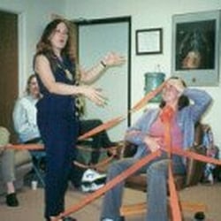 Intuitive Insights School of Intuition - Vessa demonstrates removing energy cords in a psychic class.