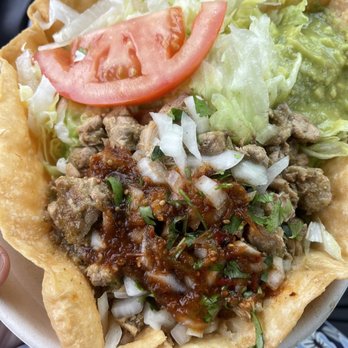 Tacos De Mexico - Chile Verde Tostada - Mexican Near Me - Morro Bay, California Tacos De Mexico - Chile Verde Tostada - Mexican Near Me - Morro Bay, California