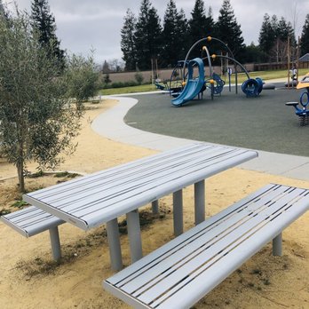 Via Toledo Park - Table seating, concrete walkways, trees, Play areas. - Playgrounds Near Me - San Lorenzo, California