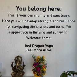 Red Dragon Yoga - Our yoga mission on the wall in both Mill Valley and San Rafael.