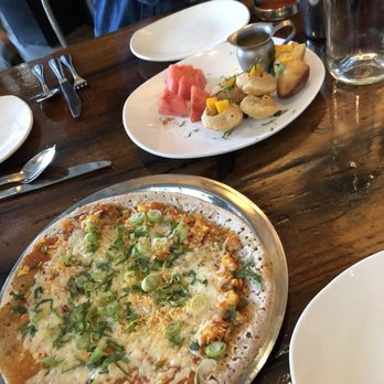 Pondicheri - Appetizers - pav bhaji dosa pizza and mango pani puri (we ordered a second one it was that good)! - Indian Near Me - Houston, Texas Pondicheri - Appetizers - pav bhaji dosa pizza and mango pani puri (we ordered a second one it was that good)! - Indian Near Me - Houston, Texas