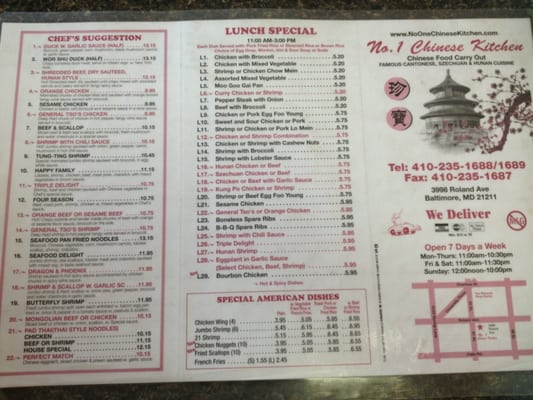 Number 1 Chinese Kitchen 3998 Roland Ave Baltimore Md Restaurants Mapquest