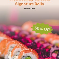 WEDNESDAY SPECIAL: 50% OFF SIGNATURE ROLLS!
Mid-week slump? We've got the cure! Treat yourself to your favorite Signature Rolls