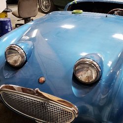 Randys Paintless Dent Removal - Austin healy.  Note all the vehicles except the Indy car I'm pictured in have had dents removed by RandysPDR.