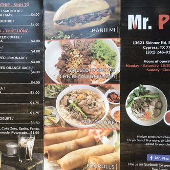Mr. Pho - the menu for mr pho - Vietnamese Near Me - Cypress, Texas