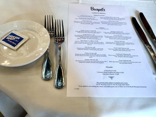 Menu photo 6 Bacquet's Restaurant Eagle, ID