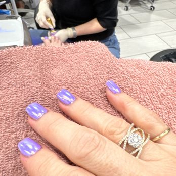 Nail Therapy Salon & Spa - Lavender with chrome overlay. Easter time - Nail Salons Near Me - Seal Beach, California Nail Therapy Salon & Spa - Lavender with chrome overlay. Easter time - Nail Salons Near Me - Seal Beach, California