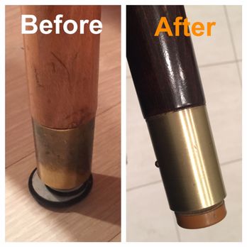Chicago Wood Refinishing - Close-up of the polished brass on the chair legs. Insane how nice it looks now! - Refinishing Services Near Me - Chicago, Illinois
