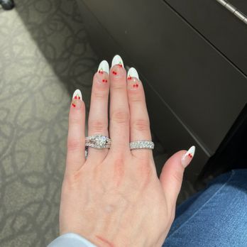 7 Wonders - cherry design almond shape nails - Nail Salons Near Me - Spokane, Washington