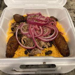 Pastelito's Cuban Bakery - Pulled pork Chop Bowl.