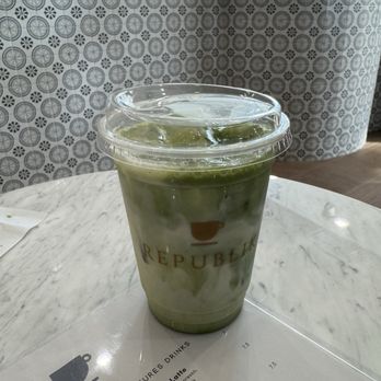 Republik Coffee - Matcha latte with oat milk (5 stars) - Coffee & Tea Near Me - Monrovia, California Republik Coffee - Matcha latte with oat milk (5 stars) - Coffee & Tea Near Me - Monrovia, California