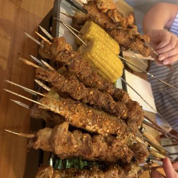 Dynasty BBQ - Skewers on a tea light hot plate - Chinese Near Me - Newark, California