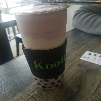 Knottea Cafe House - Taro Swirl with boba and coconut milk - Coffee & Tea Near Me - Stanton, California Knottea Cafe House - Taro Swirl with boba and coconut milk - Coffee & Tea Near Me - Stanton, California