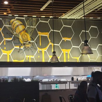 1937 Spirits & Eatery - Honeycomb wall mural above the cooking area. - Cocktail Bars Near Me - Jacksonville, Florida 1937 Spirits & Eatery - Honeycomb wall mural above the cooking area. - Cocktail Bars Near Me - Jacksonville, Florida