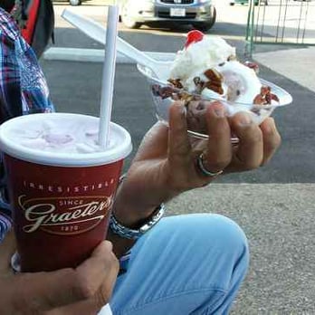 Graeter's Ice Cream - A sundae and a milkshake at Graeter's in Broad Ripple, Indy. - Desserts Near Me - Indianapolis, Indiana Graeter's Ice Cream - A sundae and a milkshake at Graeter's in Broad Ripple, Indy. - Desserts Near Me - Indianapolis, Indiana