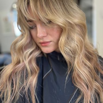 Karu Salon - Fringe + long layers + lived in blonde - Blow Dry/Out Services Near Me - Austin, Texas Karu Salon - Fringe + long layers + lived in blonde - Blow Dry/Out Services Near Me - Austin, Texas