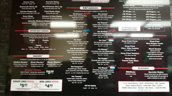 Menu photo 4 Fat Shack Thornton, CO
