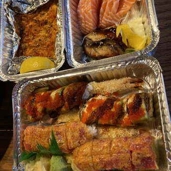 Fuji - Hokkai Yaki, Dragon Maki, New England Maki, salmon and Unagi sashimi - Japanese Near Me - Quincy, Massachusetts