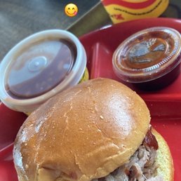 Pulled Pork Sandwich with baked beans